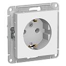 Розетка одинарная встраиваемая Atlas Design (Systeme Electric/Schneider Electric) 16А быстрозажимные клеммы, с заземлением, белая (ATN000143S)