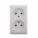 Розетка двойная накладная Хит (Systeme Electric/Schneider Electric) 16А без заземления, белая (RA16-237-B)