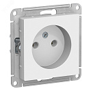Розетка одинарная встраиваемая Atlas Design (Systeme Electric/Schneider Electric) 16А быстрозажимные клеммы, без заземления, белая (ATN000141S)