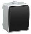 Выключатель одноклавишный накладной Форс (IEK) с крышкой IP55, серый