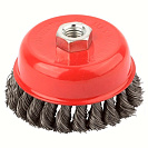 Щетка чашечная для УШМ Vertextools, витая сталь, М14, 100мм